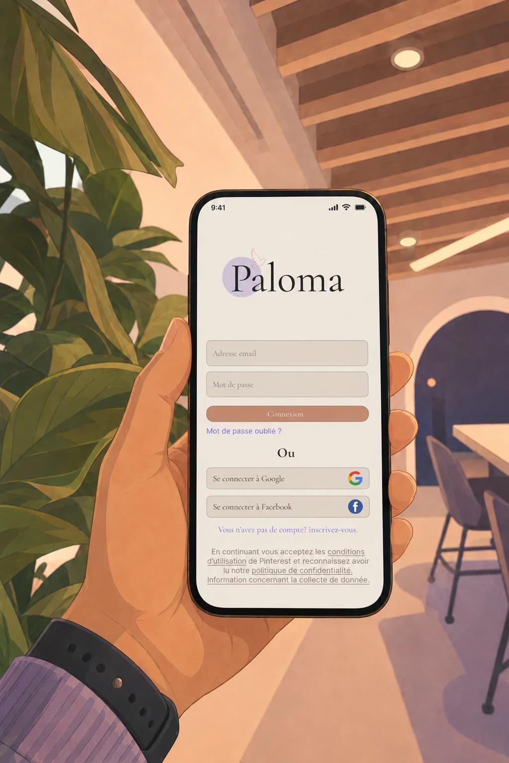Paloma sign-in screen in context